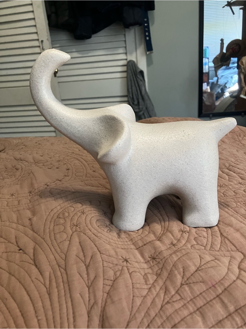 Allen and Roth White Ceramic Modern Elephant Statue